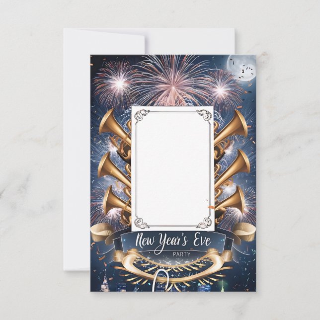 Tarjeta de Invitación en Blanco para Año Nuevo (Anverso)