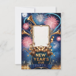 Tarjeta de invitación en blanco para Fiesta de Año