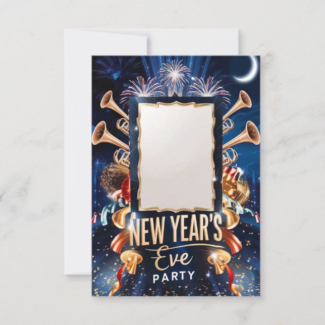 Tarjeta de invitación en blanco para Nochevieja (Anverso)