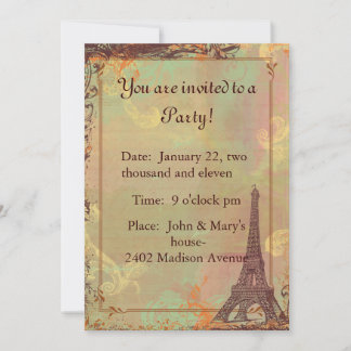 Tarjeta de invitación estilo vintage de la Torre E