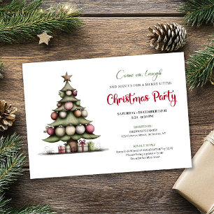 Tarjeta de invitación festiva editable de árbol de