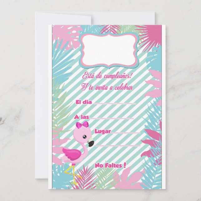 Tarjeta de Invitación Flamenco Baby (Anverso)