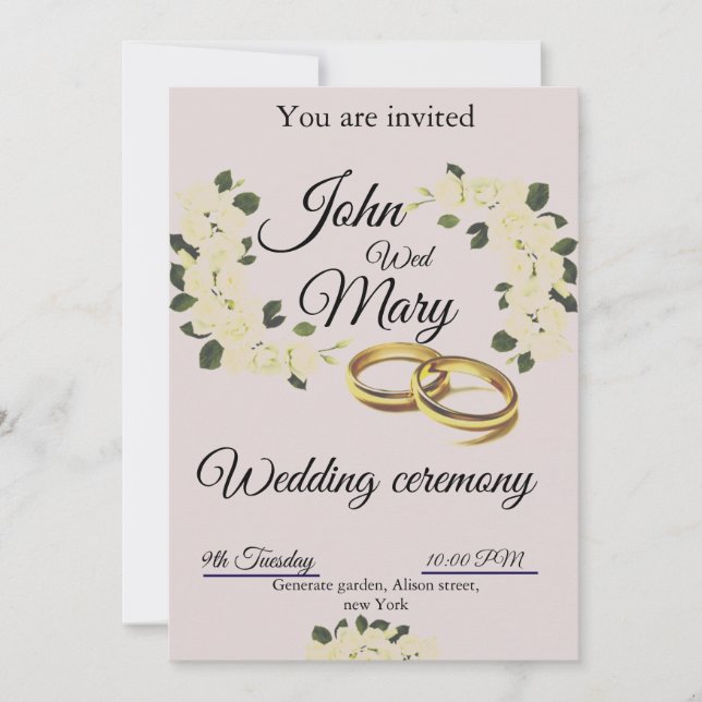 Tarjeta de invitación Flora Wedding (Anverso)