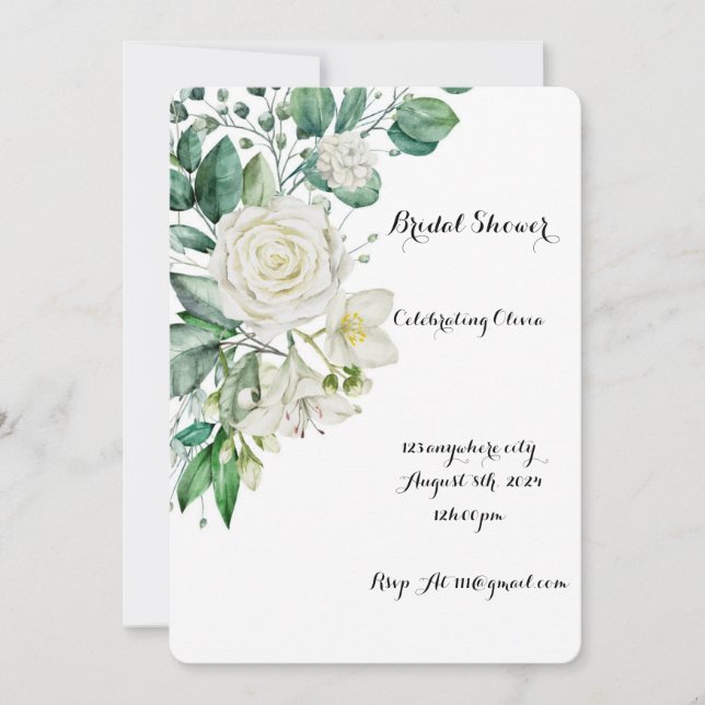 TARJETA DE INVITACIÓN FLORAL BONITA PARA BABORROTA (Anverso)
