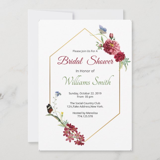 Tarjeta de invitación Floral Bridal Shower (Anverso)