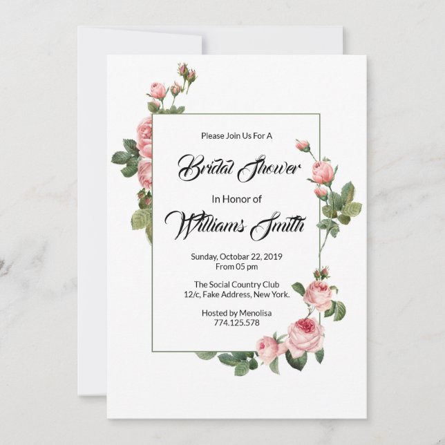 Tarjeta de invitación Floral Bridal Shower (Anverso)