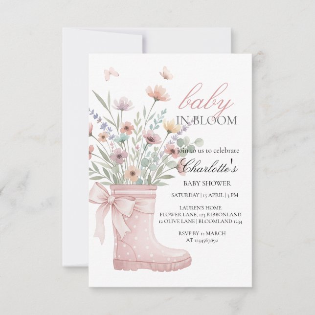 tarjeta de invitación floral de flores silvestres  (Anverso)