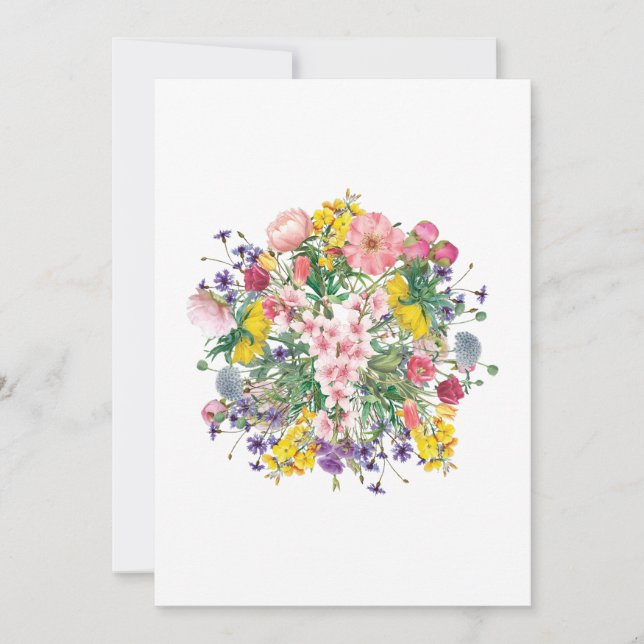 Tarjeta de invitación floral, diseño botánico colo (Anverso)
