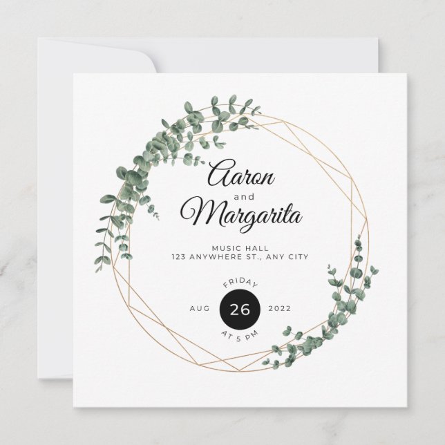 Tarjeta de invitación Floral Elegante Simple Weddi (Anverso)