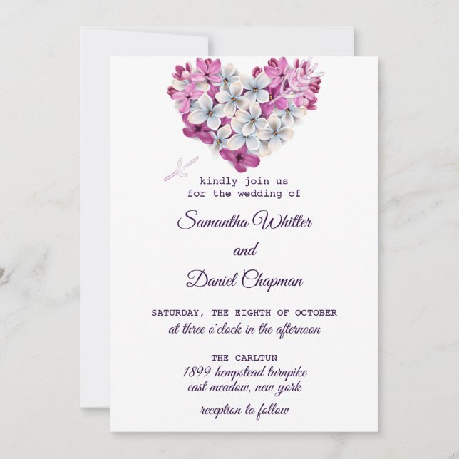 Tarjeta de invitación floral para boda hermosa (Anverso)