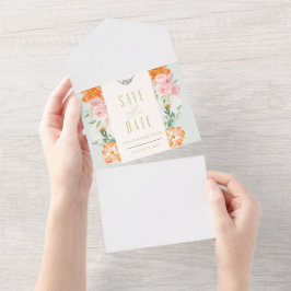 Tarjeta de invitación floral para guardar la fecha