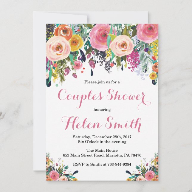 Tarjeta de invitación Floral Parejas Florales Colo (Anverso)