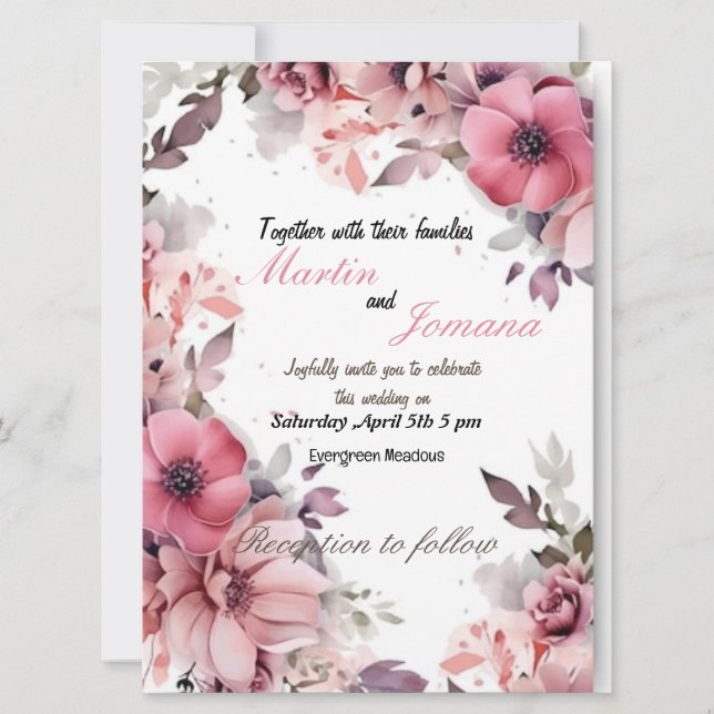 tarjeta de invitación floral simple (Anverso)