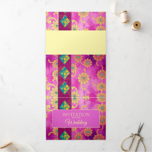 Tarjeta de invitación floral turquesa rosa ORIENTA