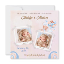 TARJETA DE INVITACIÓN FOTOGRÁFICA DE BABY (TWINS)