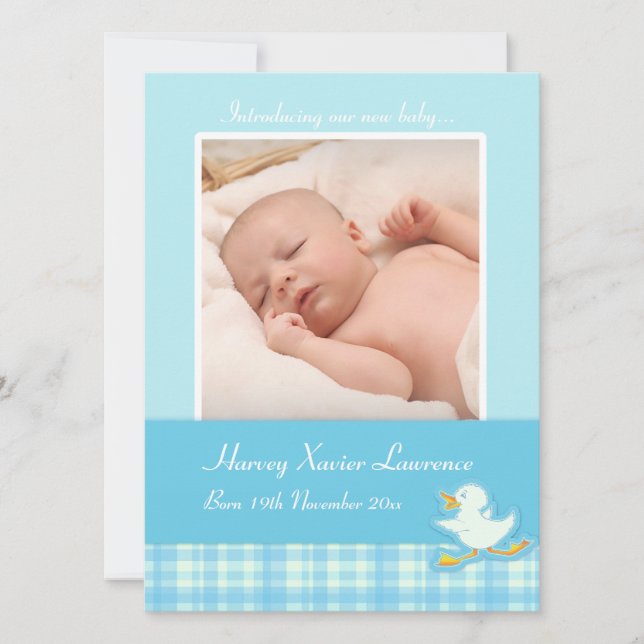 Tarjeta de invitación fotográfica recién nacida -  (Anverso)