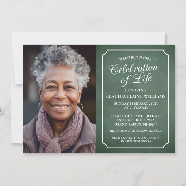 TARJETA DE INVITACIÓN FÚNEBRE CELEBRACIÓN DE VIDA  (Anverso)
