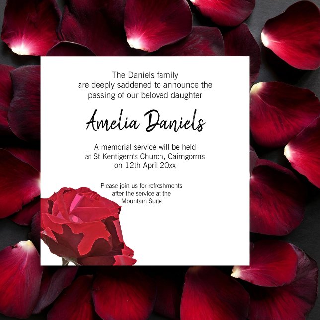 Tarjeta de Invitación Funeral Red Rose (Subido por el creador)