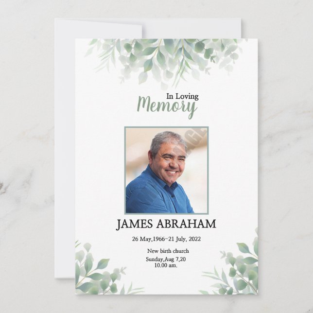 Tarjeta de Invitación funeraria (Anverso)