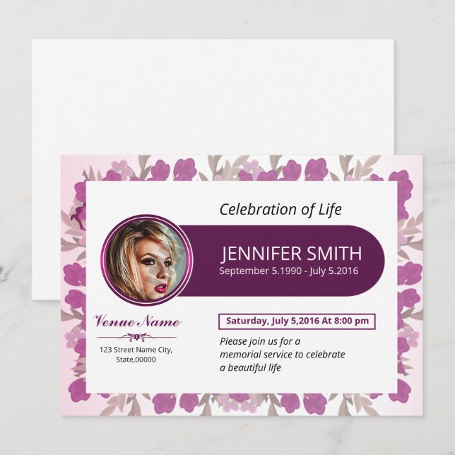 Tarjeta de Invitación funeraria (Anverso / Reverso)