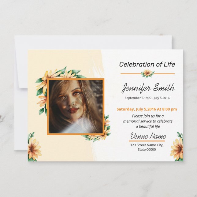Tarjeta de Invitación funeraria (Anverso)