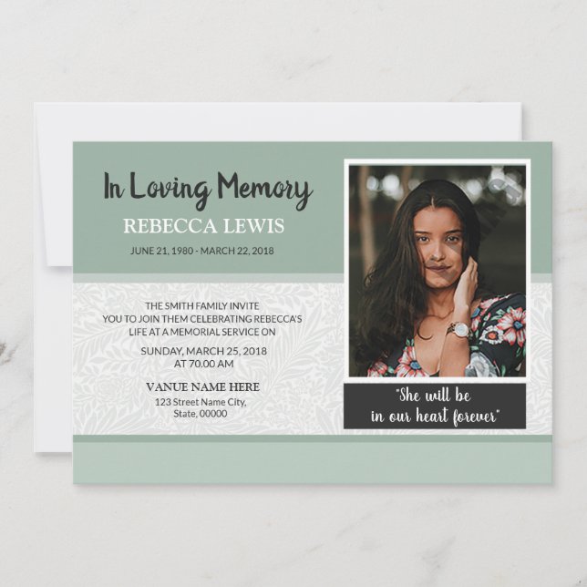 Tarjeta de Invitación funeraria (Anverso)