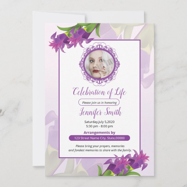 Tarjeta de Invitación funeraria (Anverso)