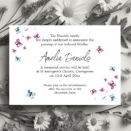 Tarjeta de Invitación funeraria de mariposa de bon