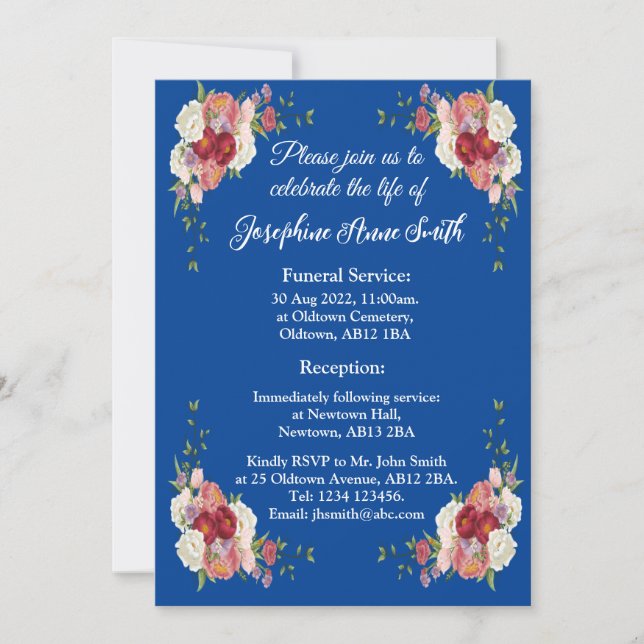 Tarjeta de invitación funeraria Minimalista person (Anverso)