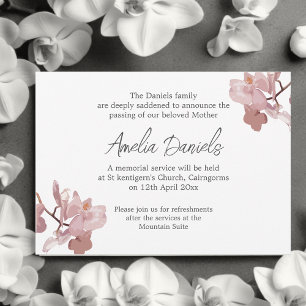 Tarjeta de Invitación funeraria Orquídea Rosa