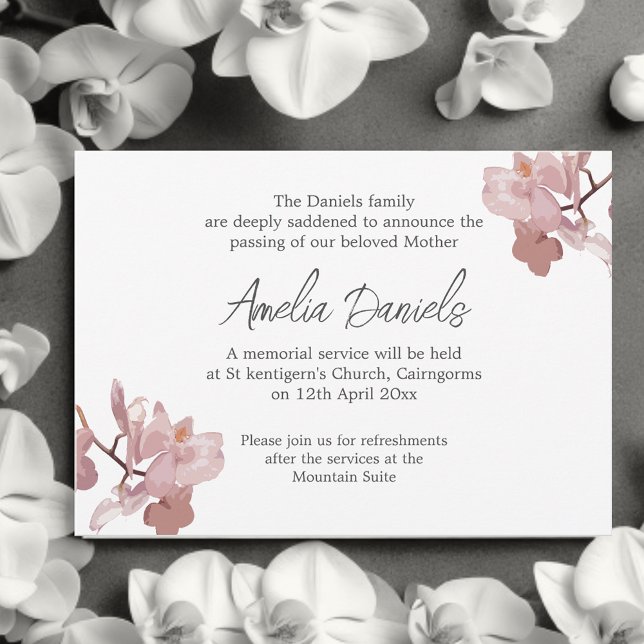 Tarjeta de Invitación funeraria Orquídea Rosa (Subido por el creador)