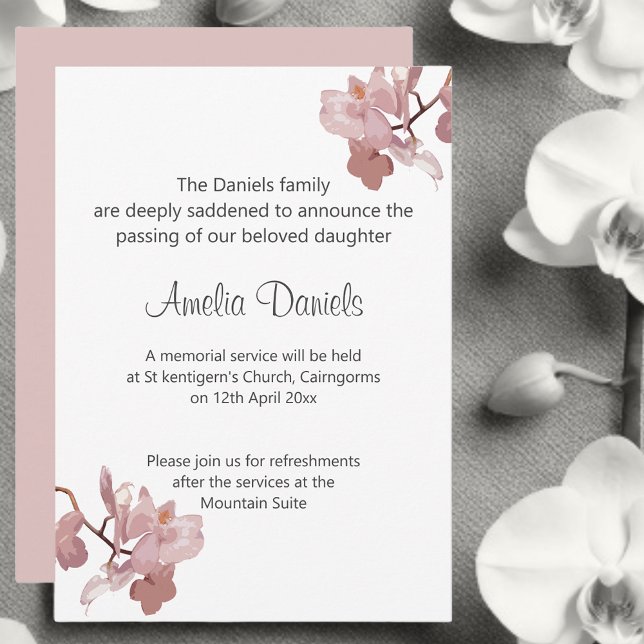 Tarjeta de Invitación funeraria Orquídea Rosa (Subido por el creador)