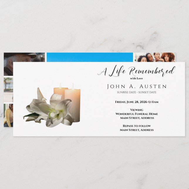 Tarjeta de invitación funeraria personalizado - Ta (Anverso / Reverso)