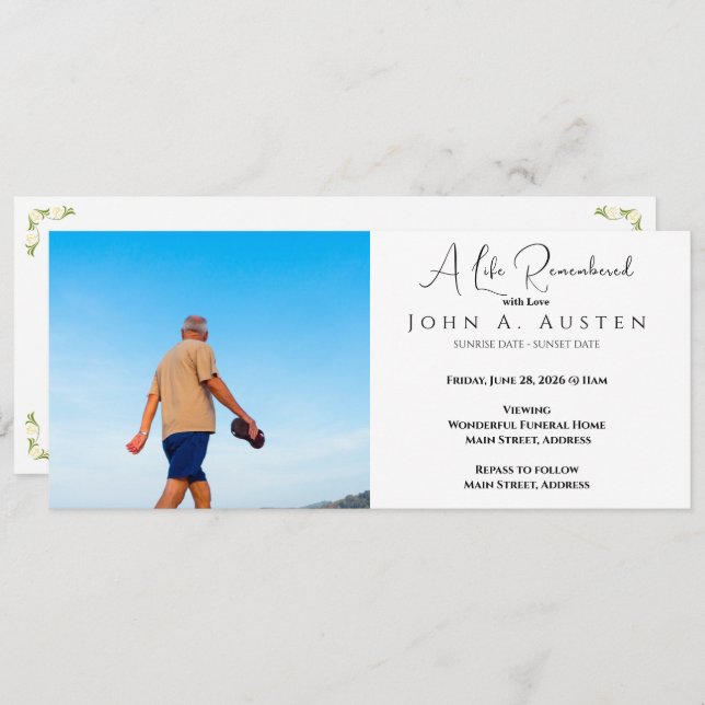 Tarjeta de invitación funeraria personalizado - Ta (Anverso / Reverso)