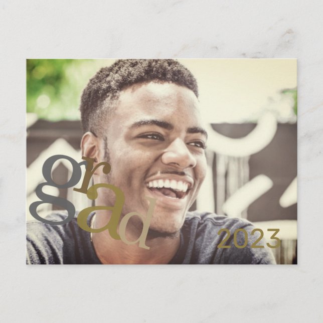 Tarjeta de Invitación Grad Photo Brown Tones 2023 (Anverso)