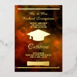 Tarjeta de Invitación Graduada de Galaxia Roja Rel