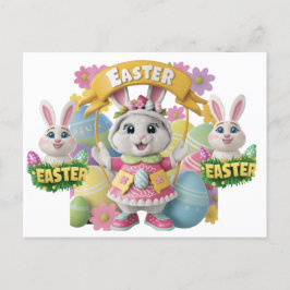 Tarjeta de invitación gráfica del conejo de Pascua