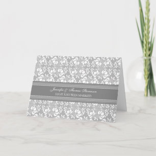 Tarjeta de Invitación Gray Damask Just Married