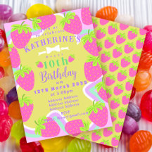 Tarjeta de invitación Green Pink para el cumpleaño