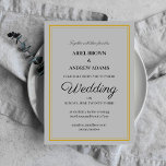 Tarjeta de invitación gris boda elegante<br><div class="desc">Clásica y elegante invitación a la boda para la gente tradicional. Personalizar los campos a su preferencia.</div>