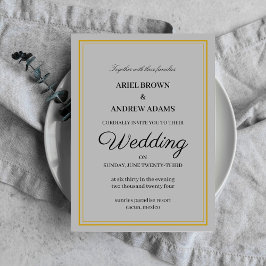 Tarjeta de invitación gris boda elegante