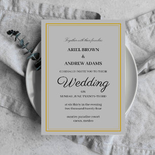 Tarjeta de invitación gris boda elegante