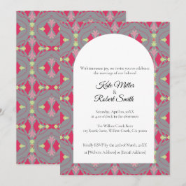 Tarjeta de invitación gris floral Squircle