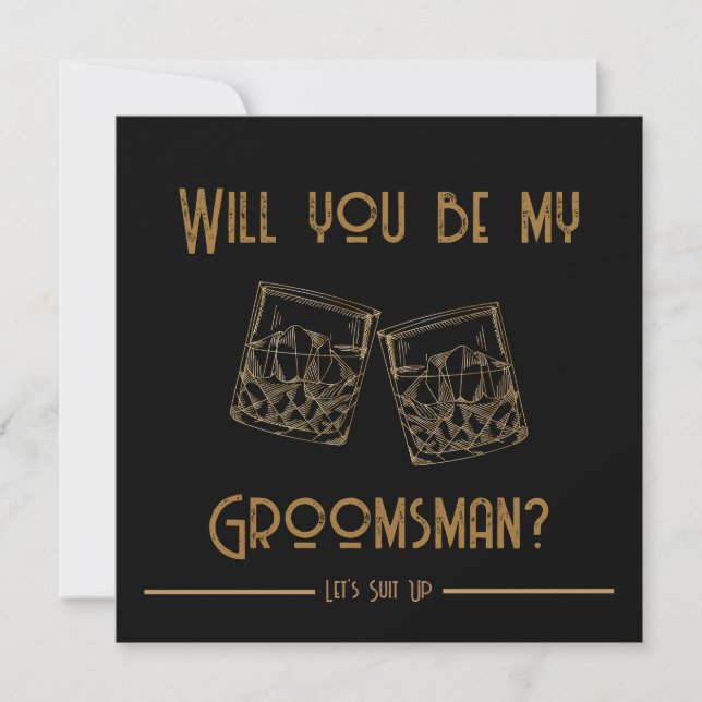 Tarjeta de invitación Groomsman Gafas de whisky (Anverso)