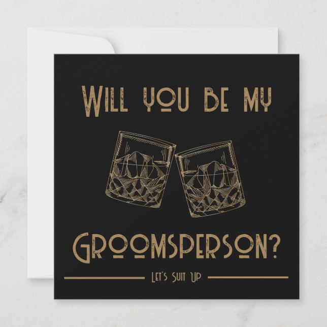 Tarjeta de invitación Groomsperson Gafas de Whiske (Anverso)