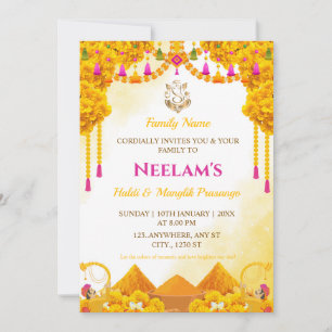 Tarjeta de invitación Gujarati Haldi y Manglik Pra