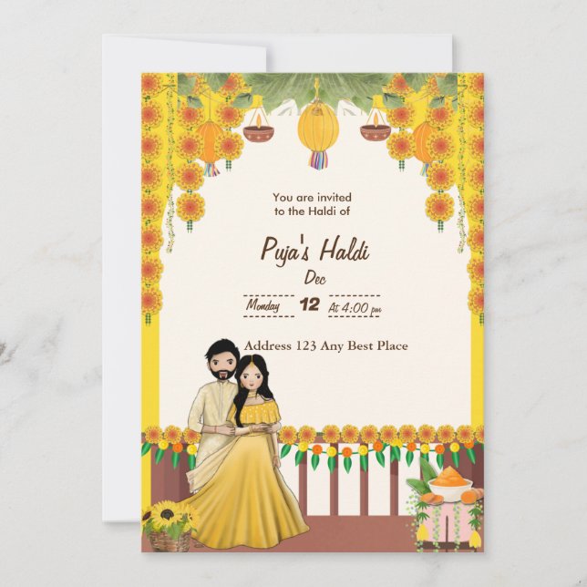 Tarjeta de invitación Haldi (Anverso)