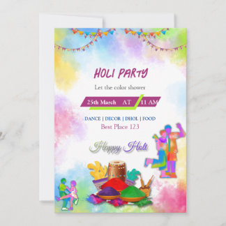 Tarjeta de invitación Holi