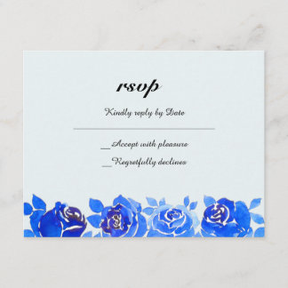 Tarjeta de invitación Indigo Blue Floral RSVP