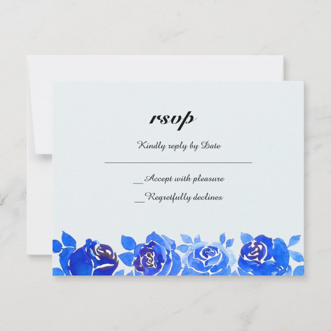 Tarjeta de invitación Indigo Blue Floral RSVP (Anverso)